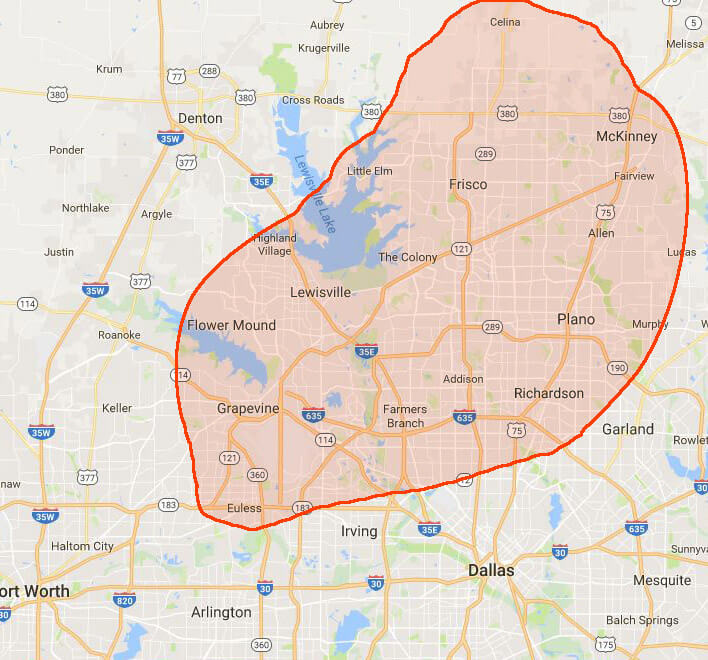 JC's Landscaping service area map